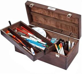 img 1 attached to 🎨 KINGART 724 Espresso Wooden Artist Supply Chest - Optimal Size for Artists