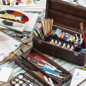 img 2 attached to 🎨 KINGART 724 Espresso Wooden Artist Supply Chest - Optimal Size for Artists