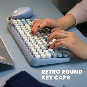 img 1 attached to Perixx PERIDUO-713BL Wireless Mini Keyboard and Mouse Combo - Retro 🔵 Round Key Caps - Pastel Blue - US English Layout – Enhanced SEO