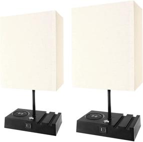 img 4 attached to 💡 Banord 2 Pack Table Lamp: Stylish Dimmable Desk Lamp with USB, Type C Port, Wireless Charging, and Touch Control – Ideal for Living Room, Bedroom, Kids Room