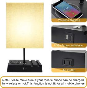 img 2 attached to 💡 Banord 2 Pack Table Lamp: Stylish Dimmable Desk Lamp with USB, Type C Port, Wireless Charging, and Touch Control – Ideal for Living Room, Bedroom, Kids Room