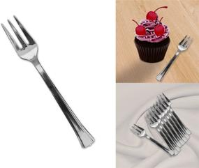 img 3 attached to 🍴 48-Piece Mini Silver Disposable Dessert Forks Set - 4.5 Inches, Ideal for Christmas Parties & Appetizers