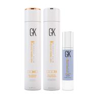 💆 gk hair global keratin balancing shampoo and conditioner set with leave in cashmere smoothing and styling cream - for dry, damaged, frizzy, oily, and color treated hair (10.1 fl oz/300ml shampoo & conditioner, 1.69 fl oz/50ml leave in cream) logo