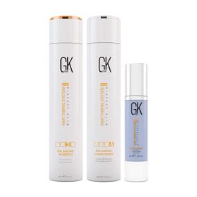 img 4 attached to 💆 GK HAIR Global Keratin Balancing Shampoo and Conditioner Set with Leave In Cashmere Smoothing and Styling Cream - For Dry, Damaged, Frizzy, Oily, and Color Treated Hair (10.1 Fl Oz/300ml Shampoo & Conditioner, 1.69 Fl Oz/50ml Leave In Cream)