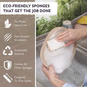img 2 attached to Plant-Based Loofah Dish Sponge Set - Eco-Friendly & Durable 🌱 for Scrubbing - Biodegradable, Compostable, Vegan Kitchen Sponge - 5 Pack