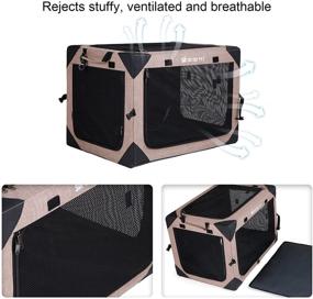 img 2 attached to Convenient and Secure ELEGX Portable Folding Dog Soft Crate: Large 4-Door Mesh Pet Cage with Locking Zippers, Perfect for Indoor & Outdoor Travel, Dog Kennel & Cat Carrier