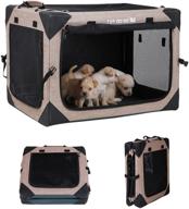 convenient and secure elegx portable folding dog soft crate: large 4-door mesh pet cage with locking zippers, perfect for indoor & outdoor travel, dog kennel & cat carrier логотип