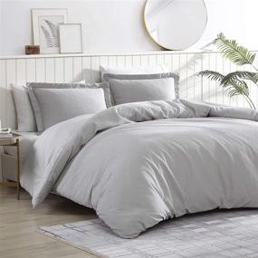 img 4 attached to 🛌 Brielle Home Pierce Cotton Soft Waffle Weave 3pcs Comforter Set - Light Grey, Full/Queen