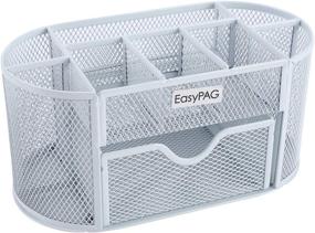 img 3 attached to 📚 Elevate Your Organization with EasyPAG 9-Compartment Desk Organizer & Drawer - Perfect Accessory for School or Office Desks in Classy White