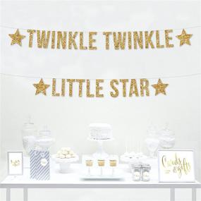 img 1 attached to 🌟 Andaz Press Glitter Pennant Hanging Banner, Twinkle Twinkle Little Star, Gold Glitter, Includes String, Pre-Strung, No Assembly Required, 1-Set, Baby Shower Nursery Decor with Real Glitter Paper