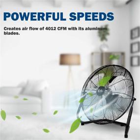 img 2 attached to 🌪️ 18 Inch 3-Speed High Velocity Heavy Duty Metal Industrial Floor Fans - Oscillating, Quiet for Home Commercial, Residential, Greenhouse Use - Outdoor/Indoor, Black