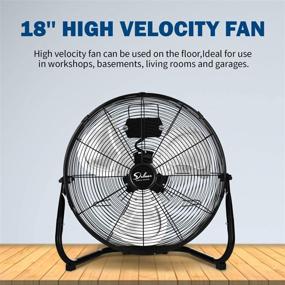 img 3 attached to 🌪️ 18 Inch 3-Speed High Velocity Heavy Duty Metal Industrial Floor Fans - Oscillating, Quiet for Home Commercial, Residential, Greenhouse Use - Outdoor/Indoor, Black