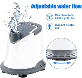 img 1 attached to 🐟 FREESEA Aquarium Submersible Water Pump: 95GPH 350L/H 8W Silent Adjustable Bottom Suction with 5ft Power Cord for Garden Waterfalls, Pool Covers, Hydroponics, Fish Tanks, Ponds, Fountains