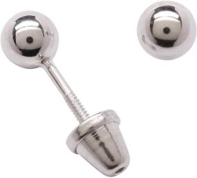 img 3 attached to 💎 Stylish Girls Ball Stud Earring in Sterling Silver or 14K Gold Plated with Secure Screw Backs (4mm)