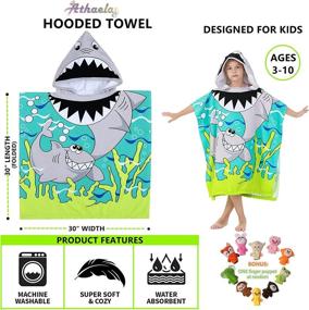 img 1 attached to 🦈 Athaelay Soft Microfiber Swim Cover-ups for Kids Ages 3 to 10 - Hooded Bath Beach Poncho Towels (Big Shark, Fits 3-10 Years)