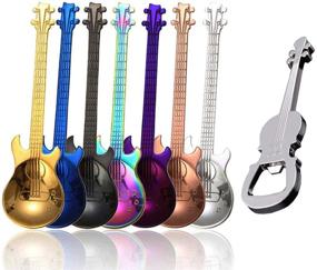 img 4 attached to Guitar Spoons Coffee Teaspoon Set: Colorful Stainless Steel Dessert Spoons with Guitar Opener - Perfect for Stirring Drinks, Mixing Milkshakes, and Scooping Jam (Multicolor)