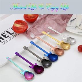 img 2 attached to Guitar Spoons Coffee Teaspoon Set: Colorful Stainless Steel Dessert Spoons with Guitar Opener - Perfect for Stirring Drinks, Mixing Milkshakes, and Scooping Jam (Multicolor)