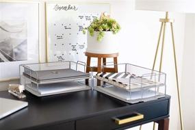 img 2 attached to Silver Metal Mesh Desk Tray Organizer - Blu Monaco Stackable Paper Trays for Better Office Organization and Storage