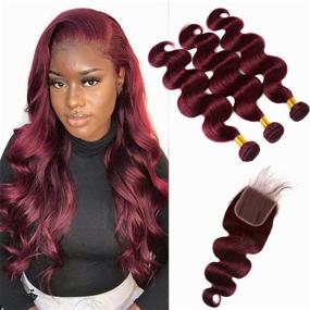 img 4 attached to Burgundy Bundles Brazilian Hair Extension