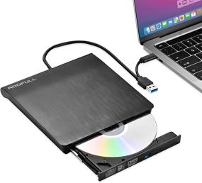 img 4 attached to ROOFULL Внешний привод DVD с интерфейсами USB 3.0/USB-C: Портативный CD-ROM-проигрыватель 📀 для Windows и MacBook | Записывающее устройство для ноутбука и настольного компьютера