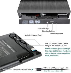 img 3 attached to ROOFULL USB 3.0/USB-C External DVD Drive: Portable CD ROM Player 📀 for Windows & MacBook | Burner Writer for Laptop & Desktop Computers