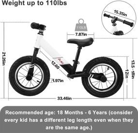 img 3 attached to 🚲 AODI Kids Balance Bike - Adjustable Seat Toddler Bike with No Pedals - Walking Bicycle for Ages 18 Months to 5 Years - 12 Inch Inflatable Wheels