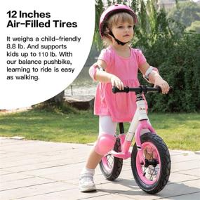 img 1 attached to 🚲 AODI Kids Balance Bike - Adjustable Seat Toddler Bike with No Pedals - Walking Bicycle for Ages 18 Months to 5 Years - 12 Inch Inflatable Wheels