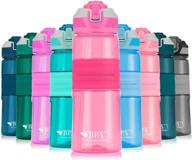 🥤 ultimate portable drinking straw sports water bottle: leakproof bpa-free tritan plastic 15/22/35oz with one-click flip cap for outdoor activities, camping, running, gym logo