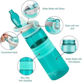 img 1 attached to 🥤 Ultimate Portable Drinking Straw Sports Water Bottle: Leakproof BPA-Free Tritan Plastic 15/22/35oz with One-Click Flip Cap for Outdoor Activities, Camping, Running, Gym