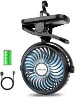 🏕️ brigenius clip-on camping fan with led lights | battery operated mini desk fan | rechargeable 2200mah | 3-level air flow | portable personal fan for camping, home, office, travel | indoor, outdoor logo