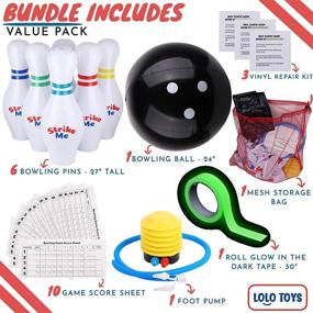 img 3 attached to 🎳 Giant Inflatable Kids Bowling Set - 6 27" Jumbo Inflatable Bowling Pins - 1 24" Yard Bowling Ball - 30" Glow Tape - 1 Foot Pump - 1 Mesh Bag - 10 Score Sheet - Indoor Outdoor Lawn Bowling Set for Adults and Kids