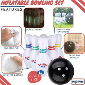 img 2 attached to 🎳 Giant Inflatable Kids Bowling Set - 6 27" Jumbo Inflatable Bowling Pins - 1 24" Yard Bowling Ball - 30" Glow Tape - 1 Foot Pump - 1 Mesh Bag - 10 Score Sheet - Indoor Outdoor Lawn Bowling Set for Adults and Kids