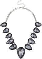 lux accessories statement bib necklace with oval teardrop crystal teardrop stone logo