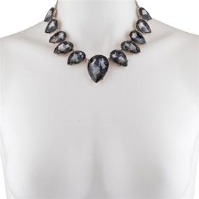 img 1 attached to LUX ACCESSORIES Statement Bib Necklace with Oval Teardrop Crystal Teardrop Stone