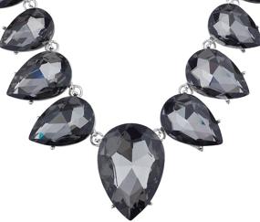 img 3 attached to LUX ACCESSORIES Statement Bib Necklace with Oval Teardrop Crystal Teardrop Stone