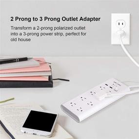 img 3 attached to WANDOFO Power Strip with USB, 2 Prong Outlet Adapter, 5V 3.1A USB Ports, 6ft Extension Cord, 1050J Surge Protector, Wall Mountable, Ideal for Non-Grounded Outlets, White