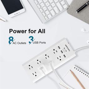 img 2 attached to WANDOFO Power Strip with USB, 2 Prong Outlet Adapter, 5V 3.1A USB Ports, 6ft Extension Cord, 1050J Surge Protector, Wall Mountable, Ideal for Non-Grounded Outlets, White