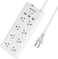 wandofo power strip with usb, 2 prong outlet adapter, 5v 3.1a usb ports, 6ft extension cord, 1050j surge protector, wall mountable, ideal for non-grounded outlets, white logo