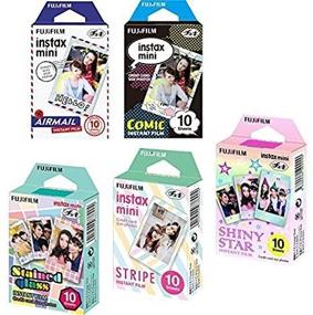 img 2 attached to 📸 Fujifilm Instax Mini 5 Pack Bundle: Stained Glass, Comic, Stripe, Shiny Star, Airmail - 50 Sheets