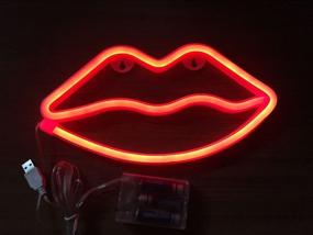 img 1 attached to Lip Shaped Neon Signs Led Neon Light Art Decorative Lights Wall Decor For Christmas Children Baby Room Wedding Party Decoration (Red)