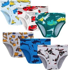 img 4 attached to HeyKing Little Boys Briefs: 100% Cotton Toddler Underwear, Trucks and Dinosaurs Prints, Breathable Comfort - Pack of 6