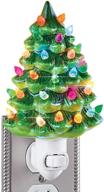 🎄 6-inch ceramic christmas tree night light - nostalgic green décor for bathroom, festive holiday decoration logo