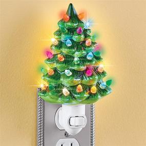 img 2 attached to 🎄 6-inch Ceramic Christmas Tree Night Light - Nostalgic Green Décor for Bathroom, Festive Holiday Decoration