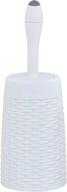 🚽 white round toilet brush with built-in soap dispenser - palm luxe wicker-design toilet scrub brush with holder logo