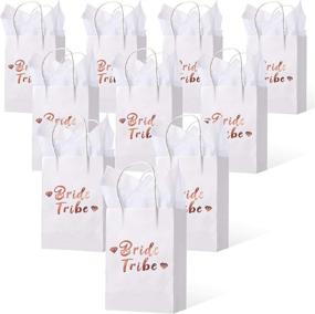 img 4 attached to 🎁 Outus 12-Piece Wedding Gift Bag Set: Team Bride Rose Gold Foil Bridesmaid Bags + Bonus Tissue Paper Sheets