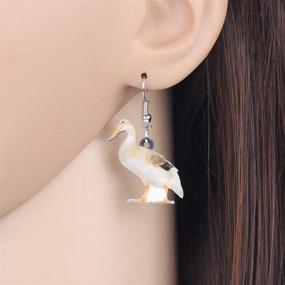 img 3 attached to BONSNY Farm Animal Sweet White Duck Earrings: Stylish Jewelry for Women, Girls, and Kids