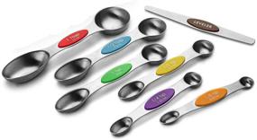 img 4 attached to AOOSY Heavy Duty Multicolor Stainless Steel Measuring Spoons Set of 7 - Dual Sided Spoons for Dry or Liquid Ingredients, Magnetic Measuring Spoons, Precision Measurement Tools