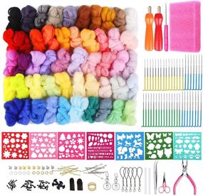 img 4 attached to 🧶 Wool Roving Needle Felting Kit: Complete Set with 50 Colors, Needles, Tools, and Instruction