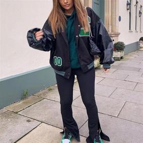 img 1 attached to Oversized Varsity Jackets Boyfriend Baseball Women's Clothing for Coats, Jackets & Vests