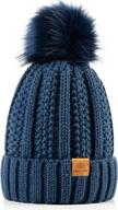 🧣 stay cozy with page one women's winter thick cable knit beanie: faux fur pom hat with fleece lining - a fashionable skull cap logo